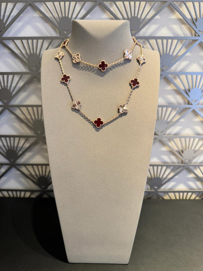 [Kismet Jewels ]CLOVER 20 MOTIFS LASER CARNELIAN NECKLACE