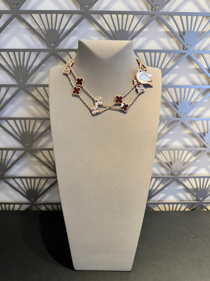 [Kismet Jewels ]CLOVER 20 MOTIFS LASER CARNELIAN NECKLACE