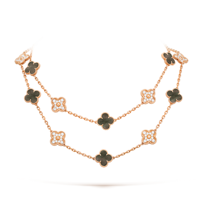 [Kismet Jewels ]CLOVER 20 MOTIFS DARK MOP DIAMOND  NECKLACE