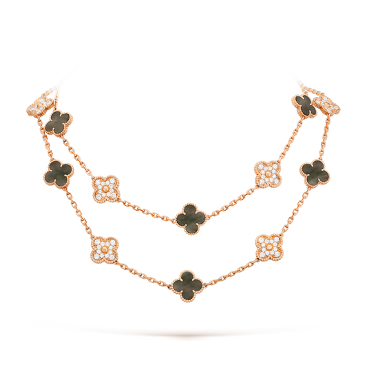 [Kismet Jewels ]CLOVER 20 MOTIFS DARK MOP DIAMOND  NECKLACE