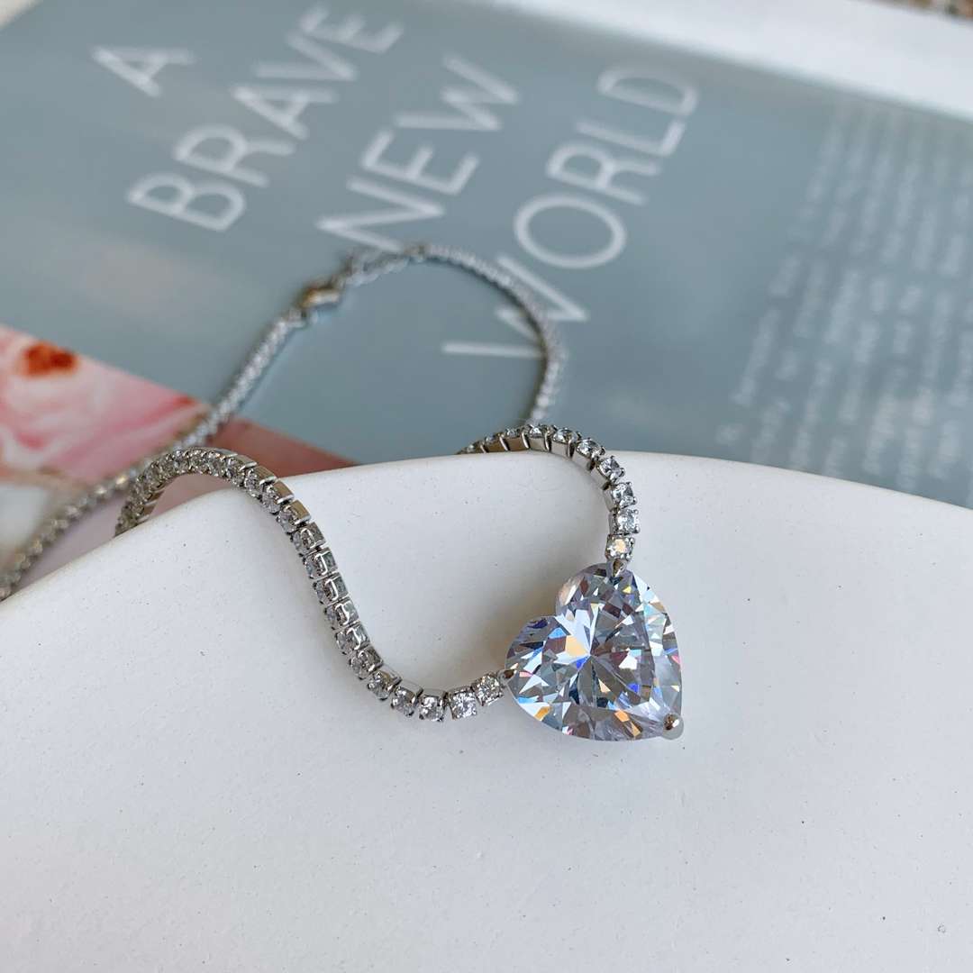 [Kismet Jewels ]8.0 Carat Versatile Colorful Sweet Heart-Shaped Tennis Necklace