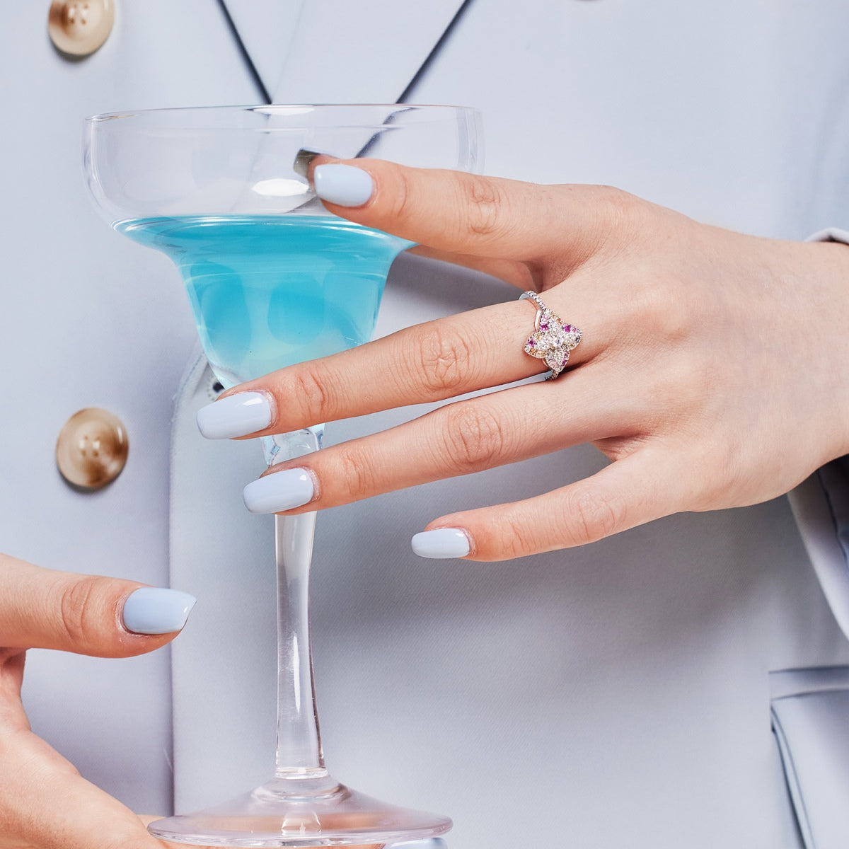 [Kismet Jewels ]Luxurious Colorful Flower Shape Banquet Ring