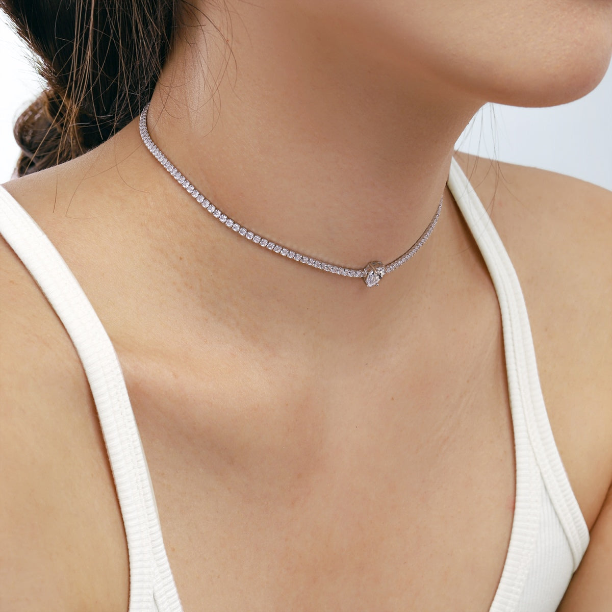 [Kismet Jewels ]1.0 carat Unique Pear Cut Tennis Necklace