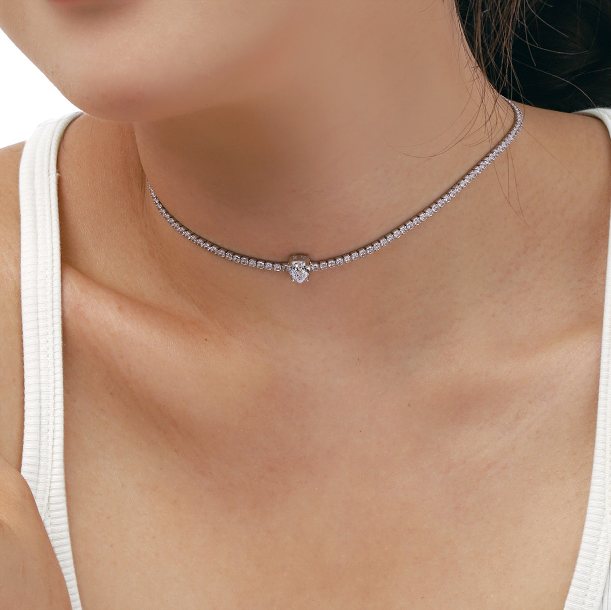 [Kismet Jewels ]1.0 carat Unique Pear Cut Tennis Necklace
