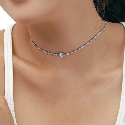 [Kismet Jewels ]1.0 carat Unique Pear Cut Tennis Necklace