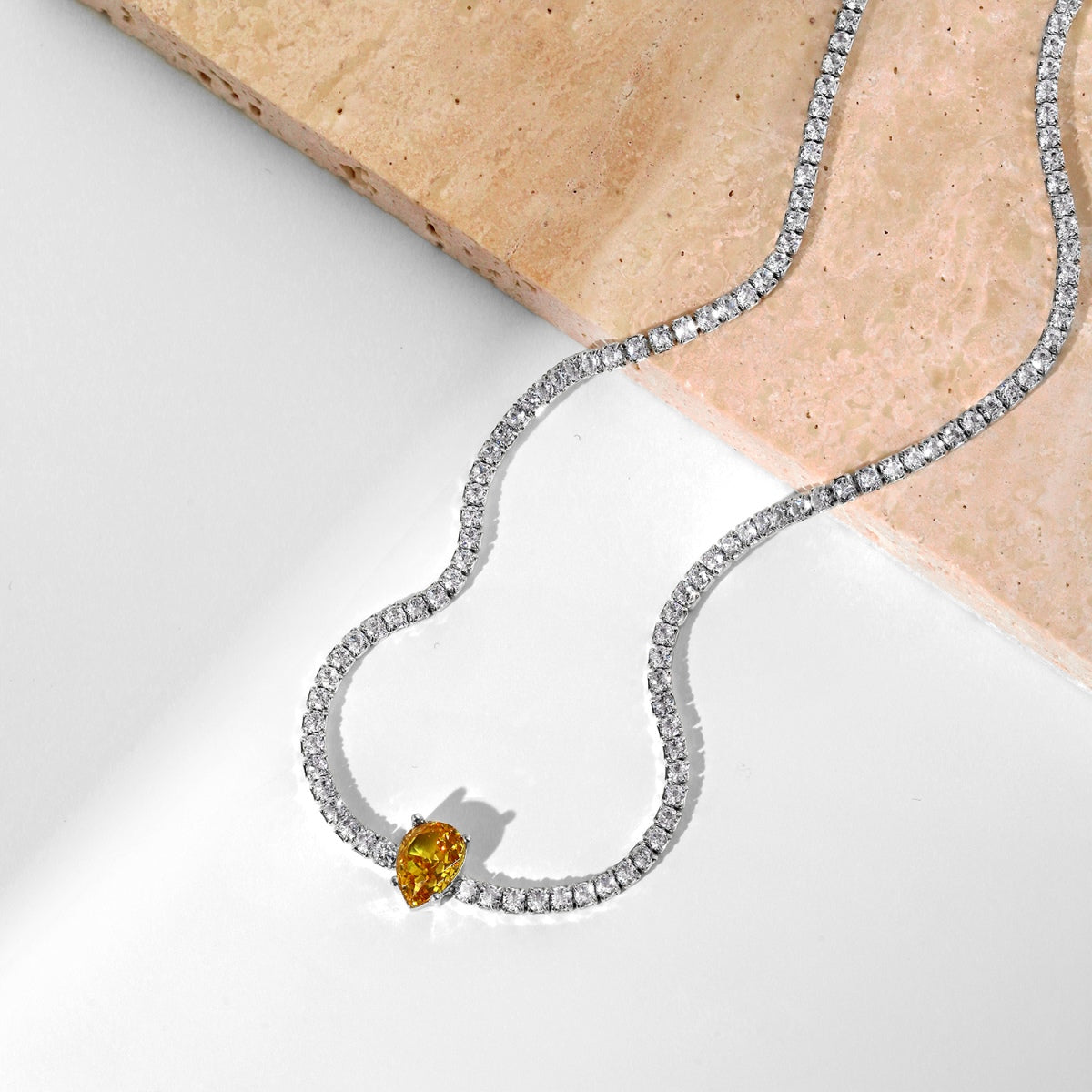 [Kismet Jewels ]1.0 carat Unique Pear Cut Tennis Necklace