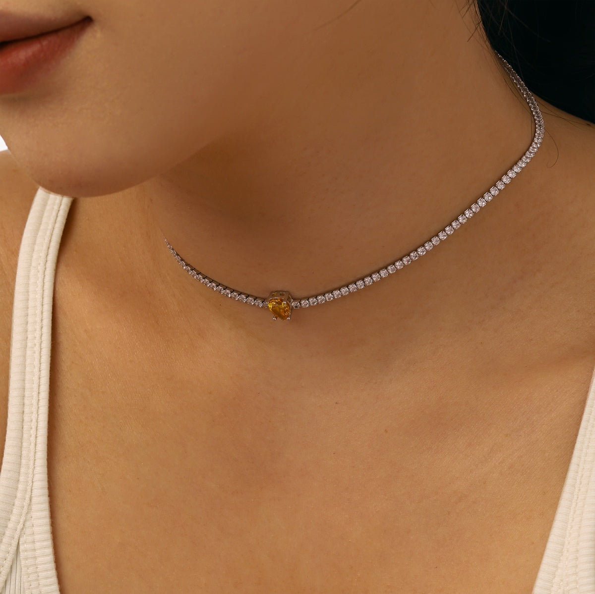 [Kismet Jewels ]1.0 carat Unique Pear Cut Tennis Necklace