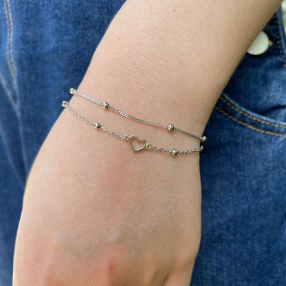[Kismet Jewels ]Dainty Double Layer Love Heart Bracelet