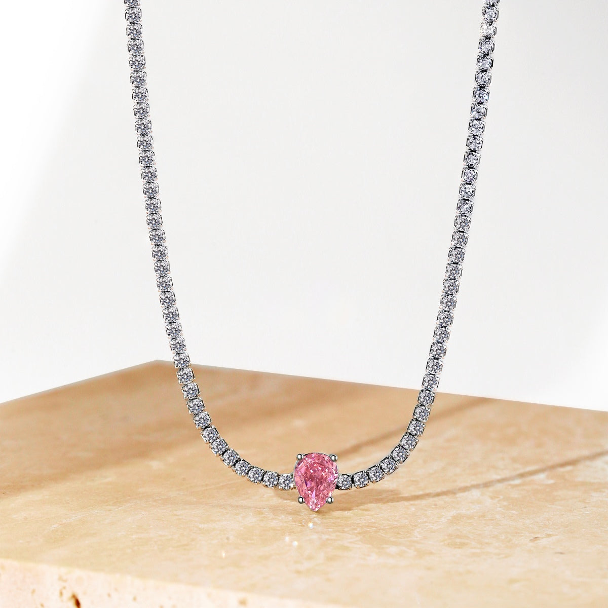 [Kismet Jewels ]1.0 carat Unique Pear Cut Tennis Necklace