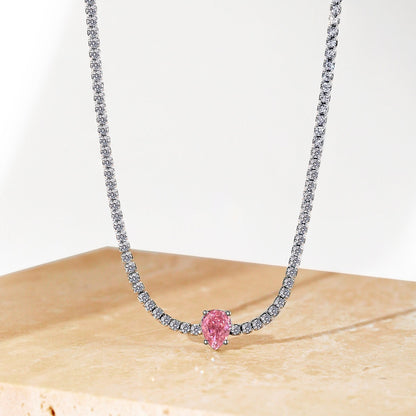 [Kismet Jewels ]1.0 carat Unique Pear Cut Tennis Necklace