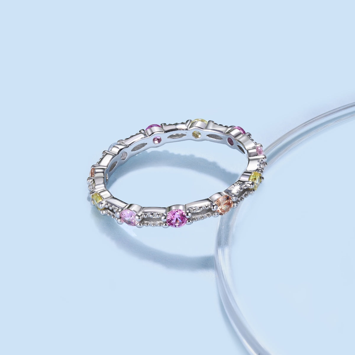 [Kismet Jewels ]Sparkling Colorful Round Cut Tennis Ring