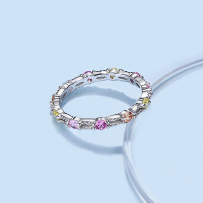 [Kismet Jewels ]Sparkling Colorful Round Cut Tennis Ring