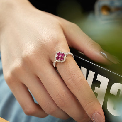 [Kismet Jewels ]Four Leaf Clover Flower Design Ring