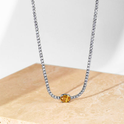 [Kismet Jewels ]1.0 Carat Shining Oval Cut Necklace