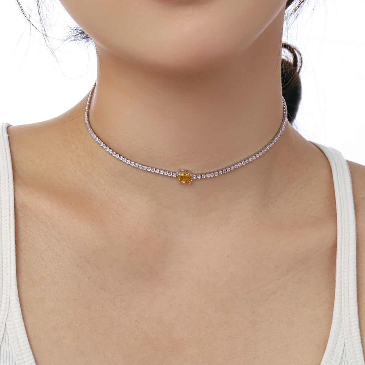 [Kismet Jewels ]1.0 Carat Shining Oval Cut Necklace