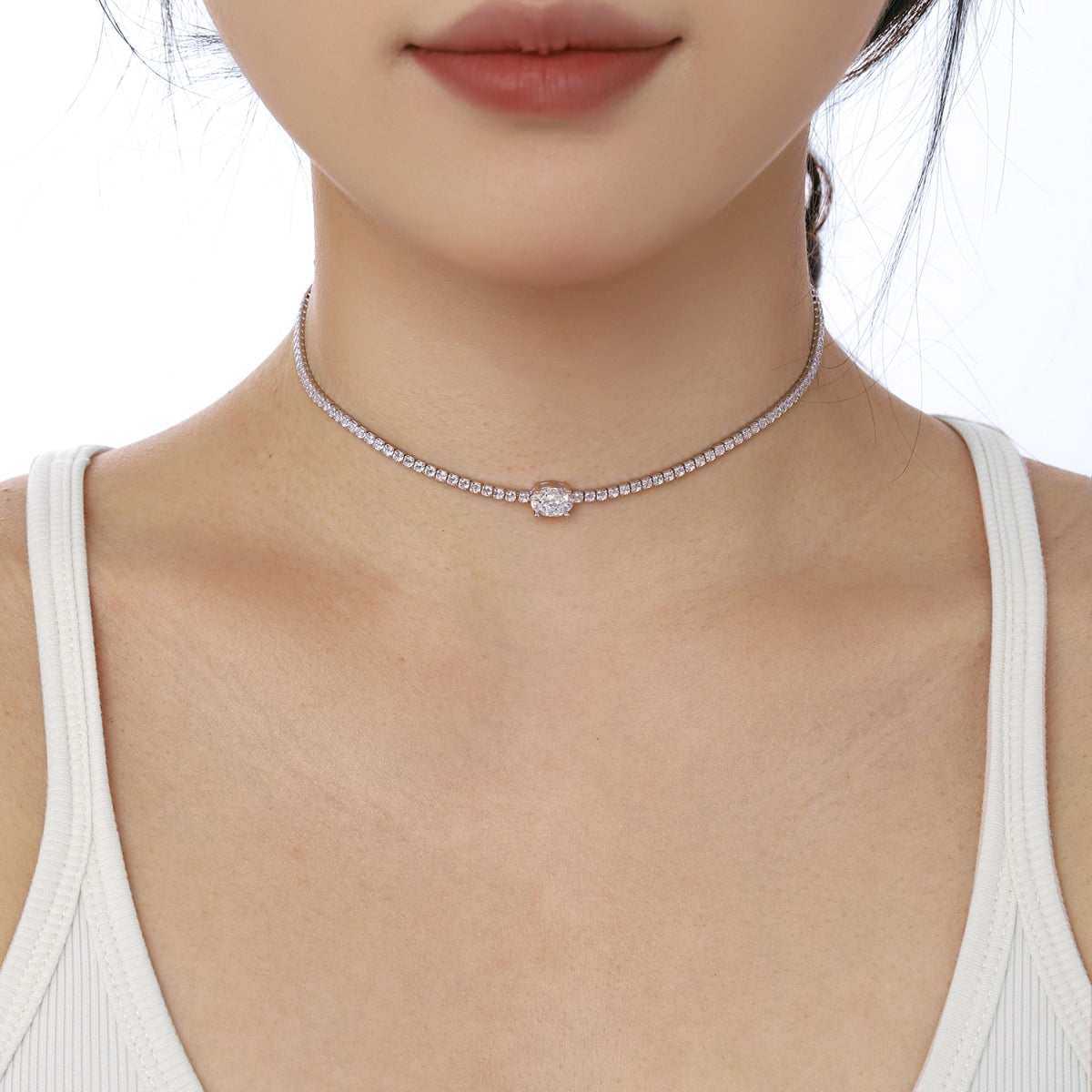 [Kismet Jewels ]1.0 Carat Shining Oval Cut Necklace