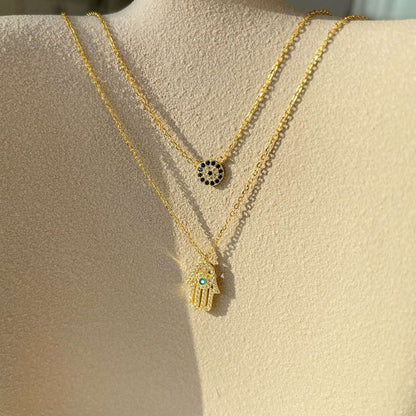 [Kismet Jewels ]Demon Eye Hamsa Palm Necklace