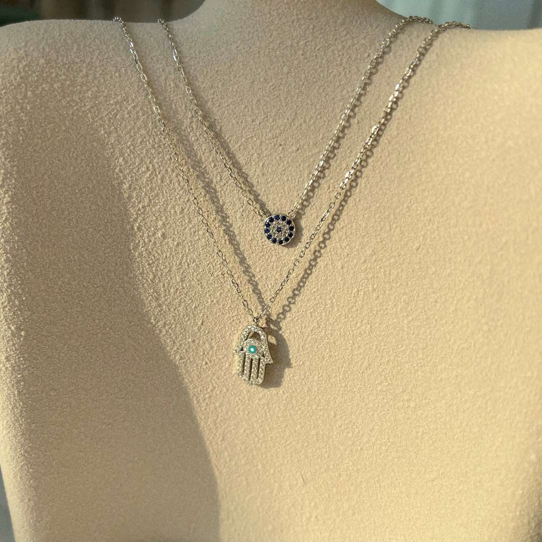 [Kismet Jewels ]Demon Eye Hamsa Palm Necklace