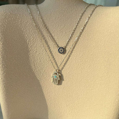 [Kismet Jewels ]Demon Eye Hamsa Palm Necklace