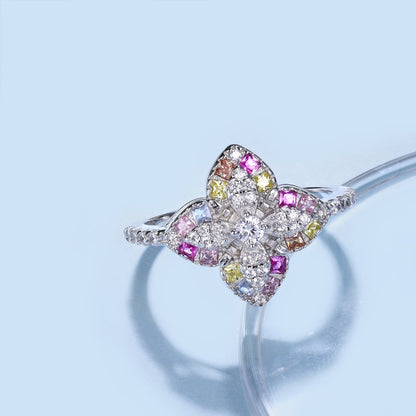 [Kismet Jewels ]Luxurious Colorful Flower Shape Banquet Ring