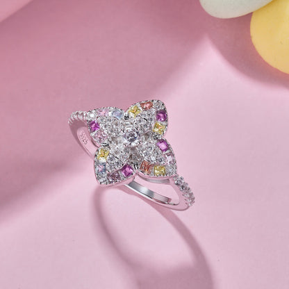 [Kismet Jewels ]Luxurious Colorful Flower Shape Banquet Ring