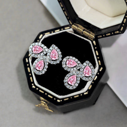 [Kismet Jewels ]Ornate Flower Shape Pear Cut Lover Earrings