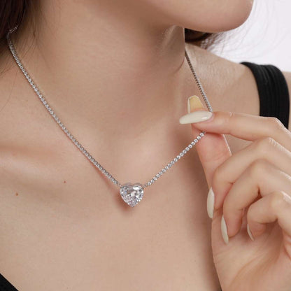 [Kismet Jewels ]8.0 Carat Versatile Colorful Sweet Heart-Shaped Tennis Necklace