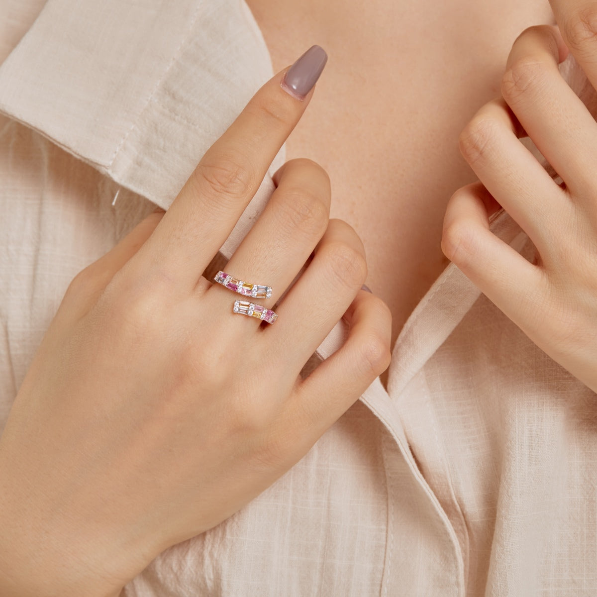 [Kismet Jewels ]Charming Colorful Radiant Cut Adjustable Daily Ring