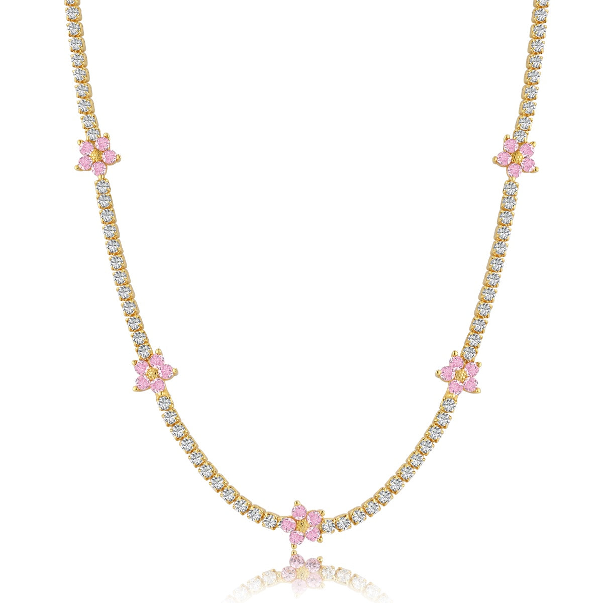 [Kismet Jewels ]Luxurious Colorful Flower Tennis Necklace