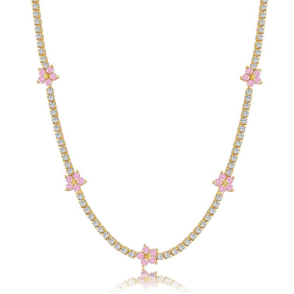 [Kismet Jewels ]Luxurious Colorful Flower Tennis Necklace