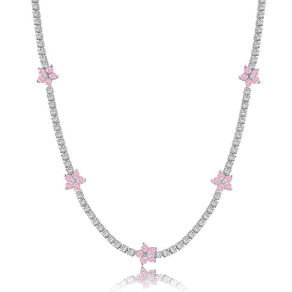 [Kismet Jewels ]Luxurious Colorful Flower Tennis Necklace