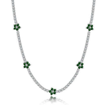 [Kismet Jewels ]Luxurious Colorful Flower Tennis Necklace