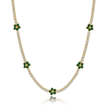 [Kismet Jewels ]Luxurious Colorful Flower Tennis Necklace