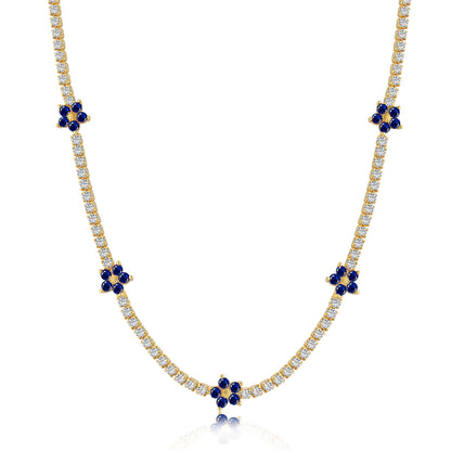 [Kismet Jewels ]Luxurious Colorful Flower Tennis Necklace