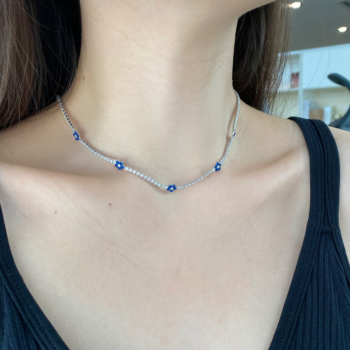 [Kismet Jewels ]Luxurious Colorful Flower Tennis Necklace