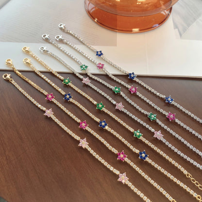 [Kismet Jewels ]Sparkling Flower Shape Tennis Bracelet