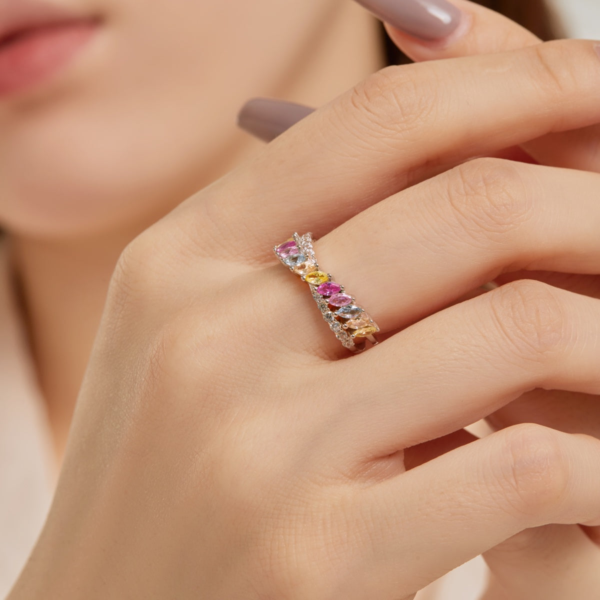 [Kismet Jewels ]Unique Colorful Marquise Cut Daily Ring