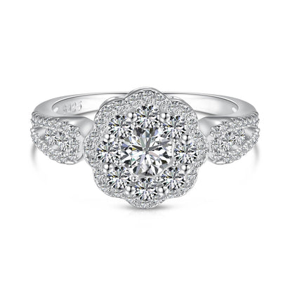 [Kismet Jewels ]Delicate Colorful Round Cut Flower Shape Wedding Ring