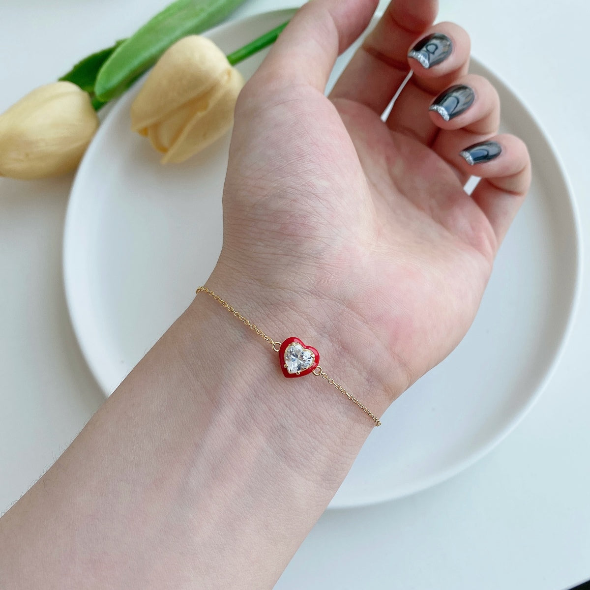 [Kismet Jewels ]Sparkling Romantic Heart Shape Lover Bracelet