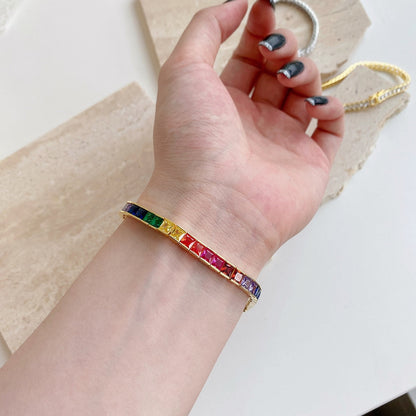 [Kismet Jewels ]Radiant Colorful Princess Cut Tennis Bracelet