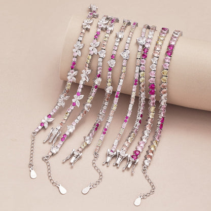 [Kismet Jewels ]Sparkling Colorful Full Heart Tennis Necklace