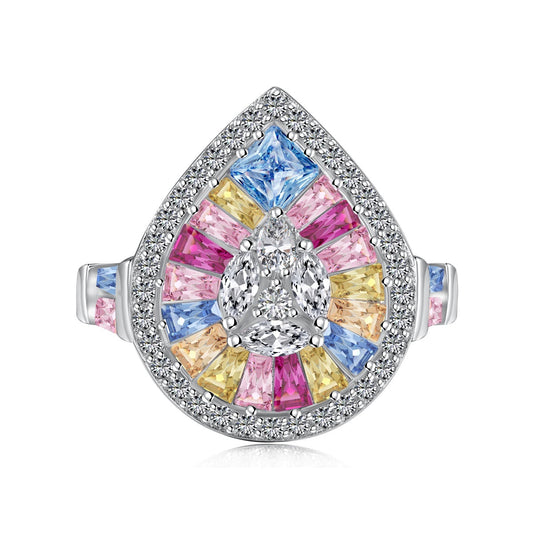 [Kismet Jewels ]Elegant Colorful Water Drop Shape Banquet Ring