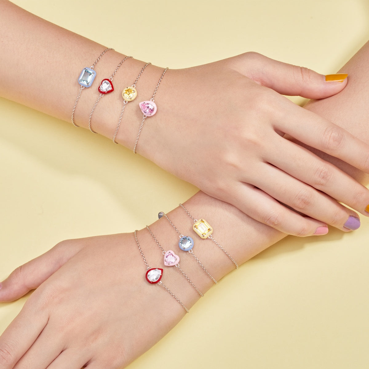 [Kismet Jewels ]2.0 Carat Sparkling Colorful Emerald Cut Daily Bracelet