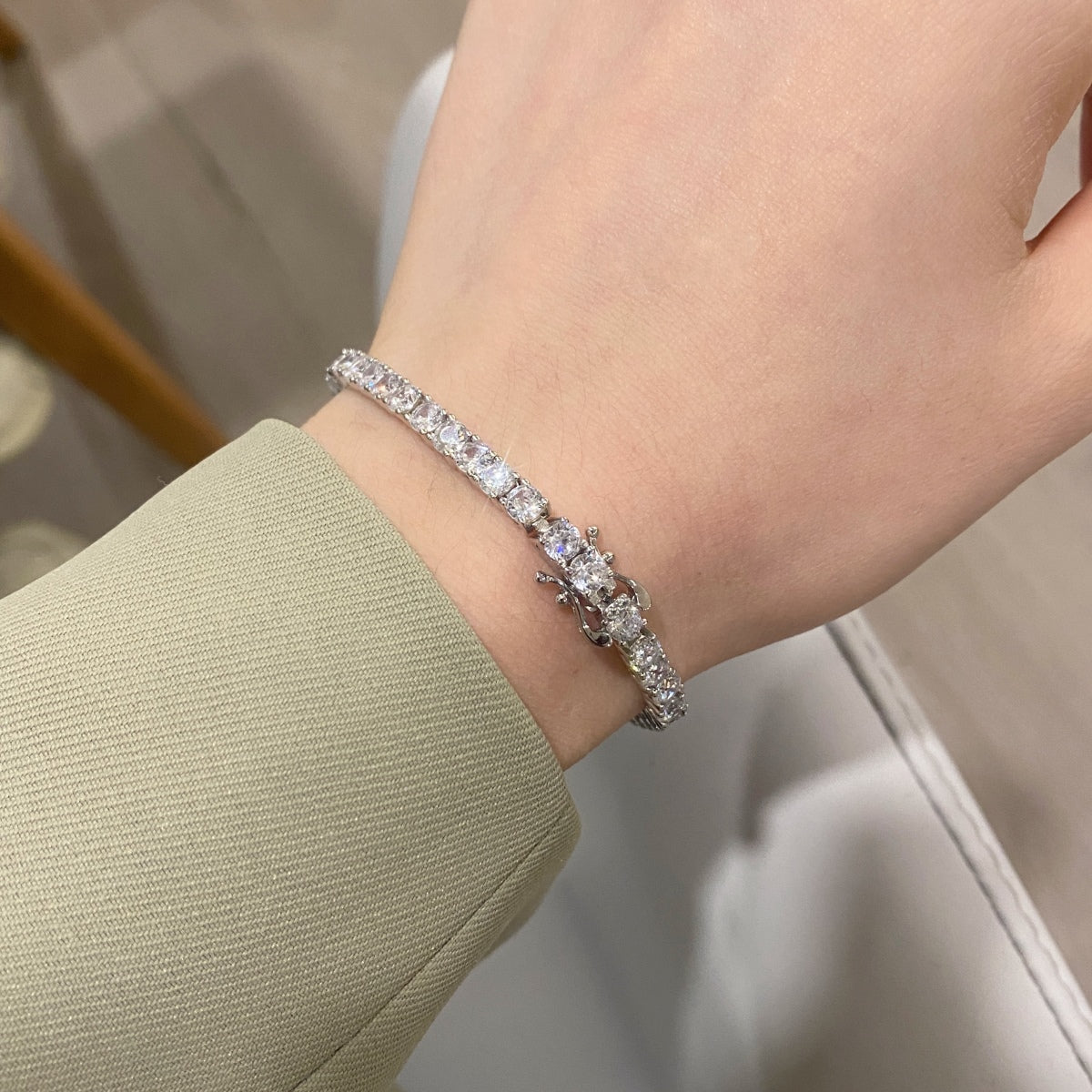 [Kismet Jewels ]Luxurious Ornate Round Cut Tennis Bracelet