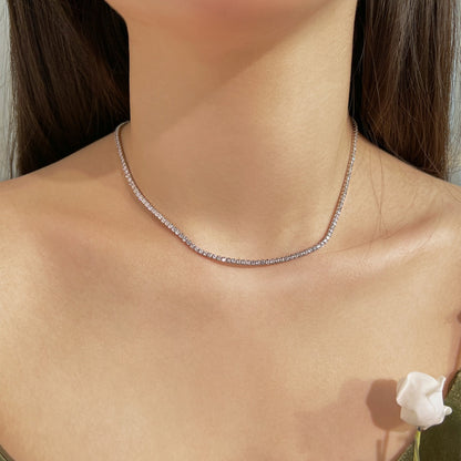 [Kismet Jewels ]Delicate Round Shape Tennis Necklace