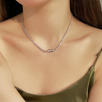 [Kismet Jewels ]Delicate Round Shape Tennis Necklace