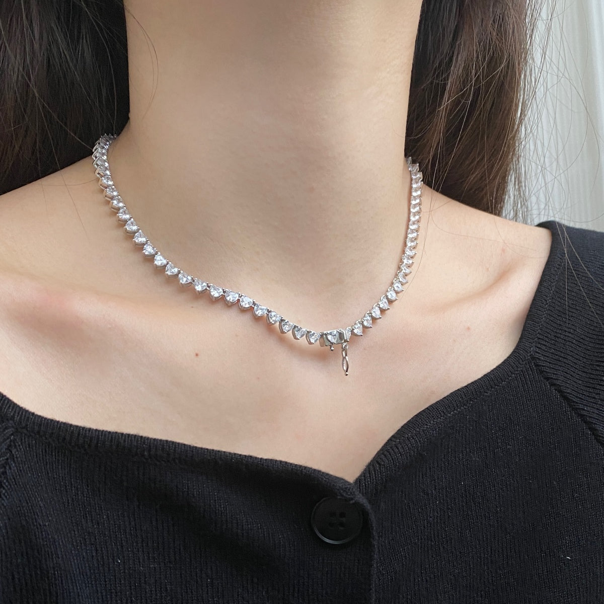 [Kismet Jewels ]Ornate Heart Cut Tennis Necklace