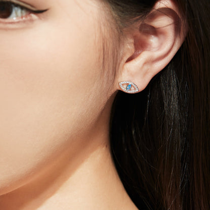 [Kismet Jewels ]Blue Devil Eyes Hollow Stud Earrings