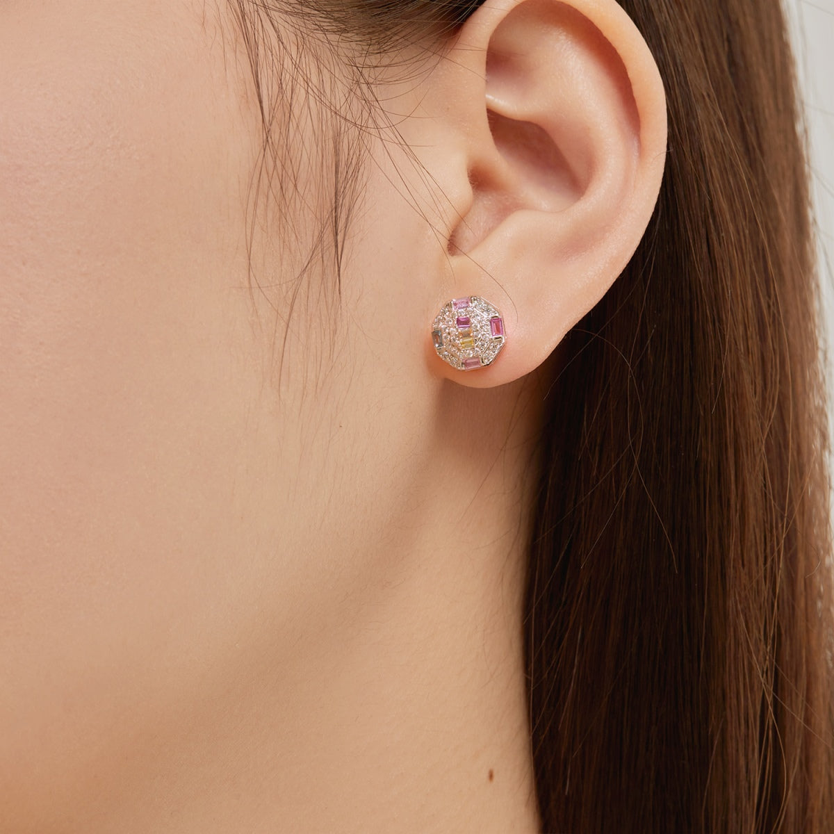 [Kismet Jewels ]Ornate Colorful Octagon Shape Daily Earrings