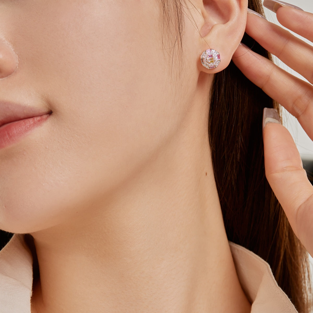[Kismet Jewels ]Ornate Colorful Octagon Shape Daily Earrings